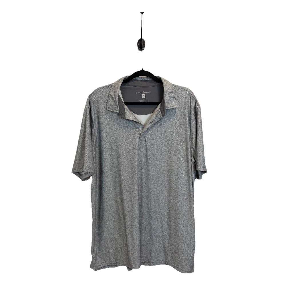 Hickey Freeman Performance Fabric Gray Pattern Polo Golf Shirt Size XL